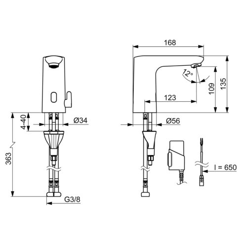 Hansa Electra - Termostatická elektronická umývadlová batéria, batériové napájanie, Bluetooth, chróm 92602219