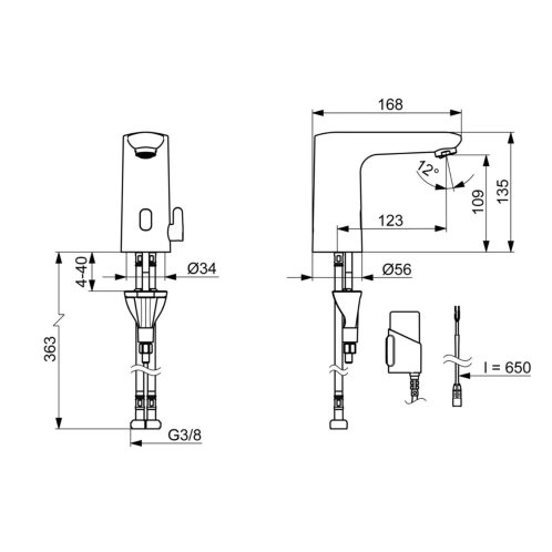 Hansa Electra - Termostatická elektronická umývadlová batéria, batériové napájanie, Bluetooth, chróm 92702219