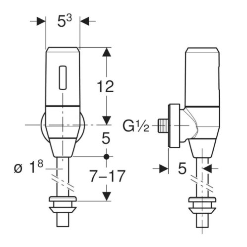 Geberit - Elektronický splachovač pisoára, batériové napájanie, chróm 115.805.21.5