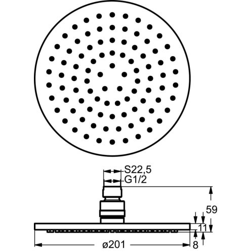 Ideal Standard Archimodule - Hlavová sprcha Idealrain, priemer 20 cm, chróm B9442AA