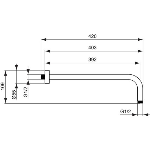 Ideal Standard ALU+ - Sprchové rameno 40 cm, chróm B9445AA