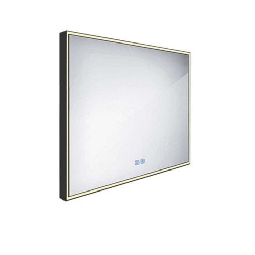 Nimco - Zrkadlo s LED osvetlením, 80x70 cm, dotykový senzor, matná čierna ZPC 13003VX-90