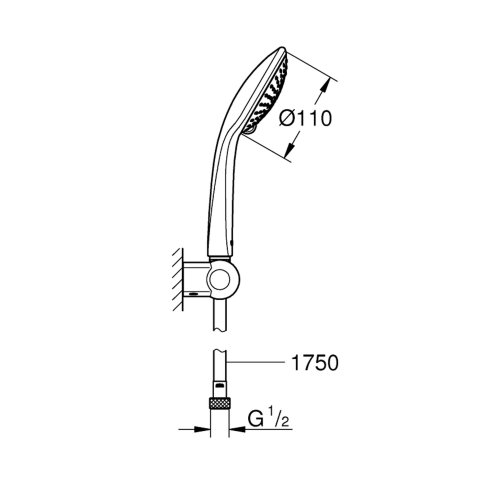 Grohe Euphoria - Súprava sprchovej hlavice Champagne 110, držiaka a hadice, 3 prúdy, chróm 27355000