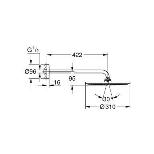Grohe Rainshower - Hlavová sprcha Cosmopolitan, priemer 31 cm, sprchové rameno 42 cm, chróm 26257000