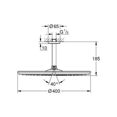 Grohe Rainshower - Horná sprcha Cosmopolitan, priemer 40 cm, sprchové rameno 14 cm, chróm 26256000