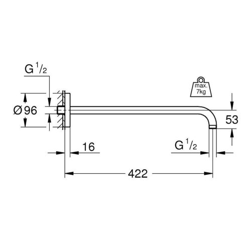Grohe Rainshower - Sprchové rameno 42 cm, chróm 26146000