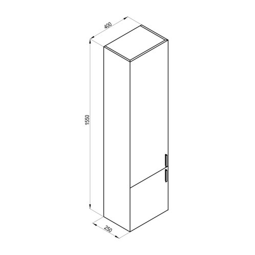 Ravak Clear II - Vysoká skrinka 40x25x155 cm, 2 dvierka, ľavá, lesklá biela X000001649