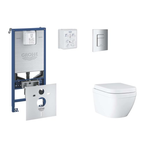Grohe Rapid SLX - Set predstenovej inštalácie, klozetu, dosky SoftClose a tlačidla Skate Cosmopolitan, Triple Vortex, chróm SANI11BB2104