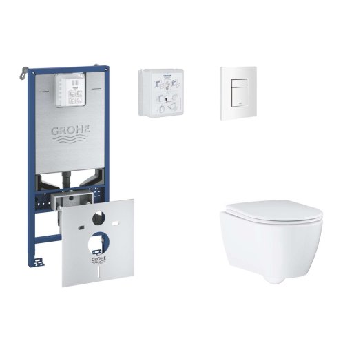 Grohe Rapid SLX - Set predstenovej inštalácie, klozetu, dosky SoftClose a tlačidla Skate Cosmopolitan, alpská biela SANI11BB3113