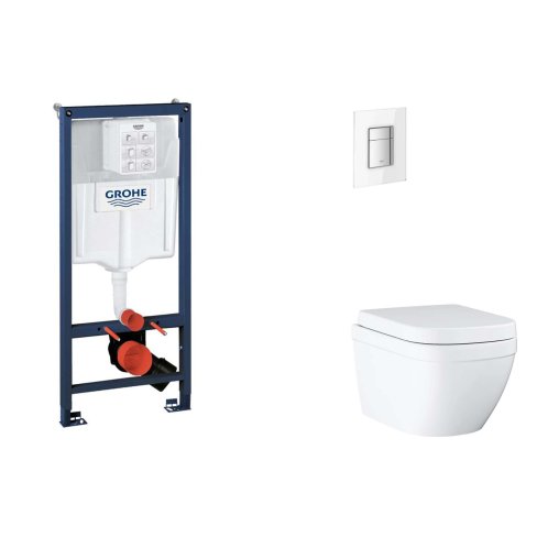 Grohe Rapid SL - Set predstenovej inštalácie, klozetu, dosky SoftClose a tlačidla Skate Cosmopolitan, Triple Vortex, Moon White SANI11BB3123