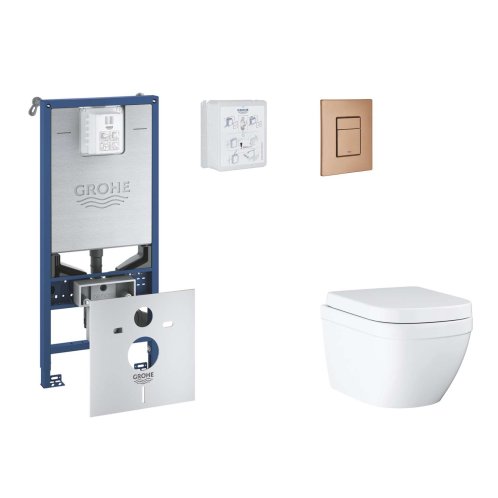 Grohe Rapid SLX - Set predstenovej inštalácie, klozetu, dosky SoftClose a tlačidla Skate Cosmopolitan, Triple Vortex, kefovaný Warm Sunset SANI11BB4108