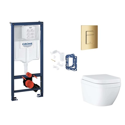 Grohe Rapid SL - Set predstenovej inštalácie, klozetu, dosky SoftClose, tlačidla Skate Cosmopolitan a súpravy na vhadzovanie tabliet, Triple Vortex, Cool Sunrise SANI11BB4157