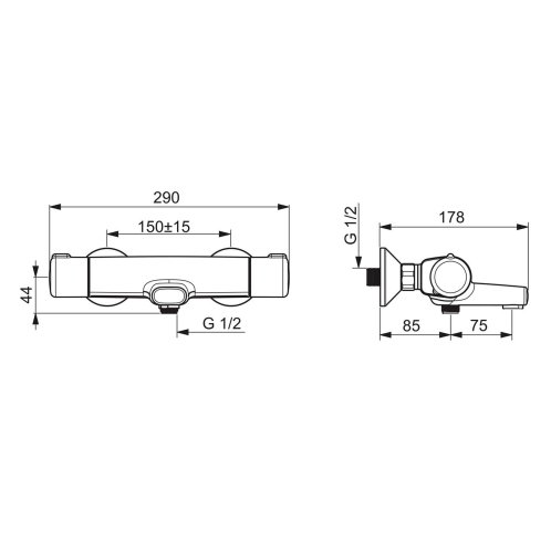 Hansa Micra - Termostatická vaňová batéria, Thermo Cool, chróm 58162171
