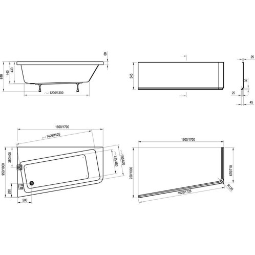 Ravak 10° - Čelný panel 170 L, ľavý, biela CZ81100A00