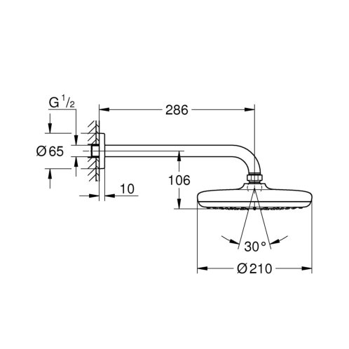 Grohe Tempesta - Hlavová sprcha 210, 1 prúd, sprchové rameno 29 cm, chróm 26411000