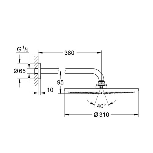 Grohe Rainshower Cosmopolitan - Hlavová sprcha Cosmopolitan 310 s ramenom 38 cm, 1 prúd, kefovaný Cool Sunrise 26066GN0