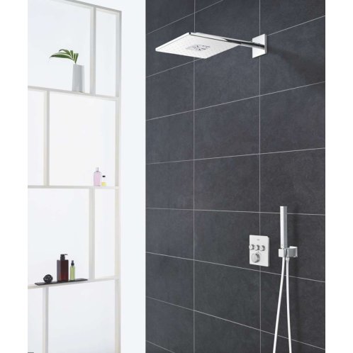 Grohe Rainshower SmartActive Cube - Hlavová sprcha 310, sprchové rameno 43 cm, 2 prúdy, mesačná biela 26479LS0