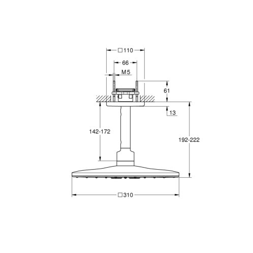 Grohe Rainshower SmartActive Cube - Hlavová sprcha 310, sprchové rameno 14 cm, 2 prúdy, mesačná biela 26481LS0