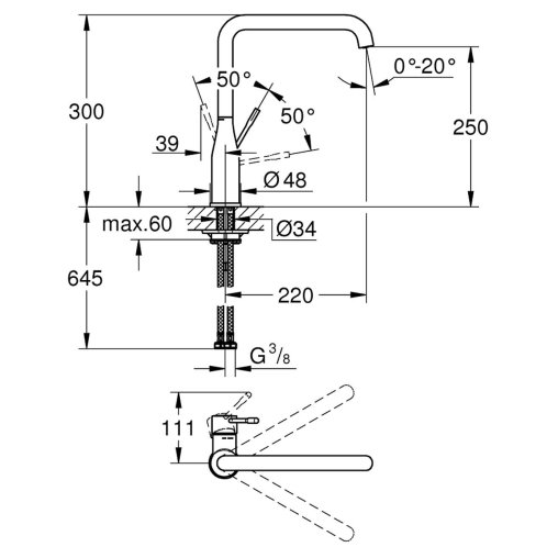 Grohe Essence - Drezová batéria, tmavý grafit 30269A00