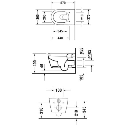 Duravit ME by Starck - Závesné WC, DuraShield, matná biela 252809AC00
