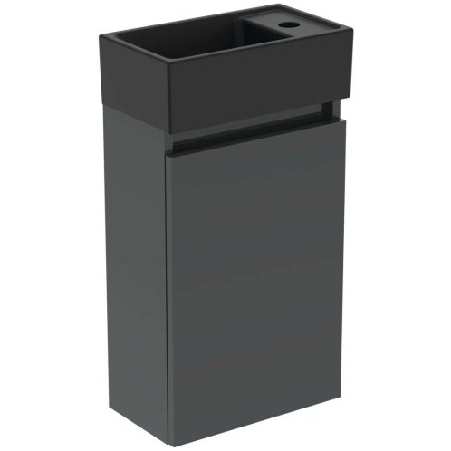 Ideal Standard Eurovit+ - Skrinka s umývadielkom, 55x35x20 cm, 1 dvierka, tmavo sivá/hodvábna čierna R0578TI