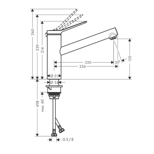 Hansgrohe Zesis M33 - Drezová batéria, CoolStart, vzhľad nerezový 74813800