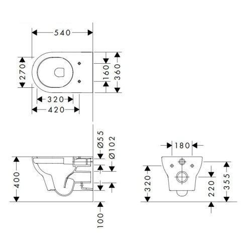 Hansgrohe GladeLake S - Závesné WC, AquaChannel Flush, Rimless, EcoSmart, biela 60106450