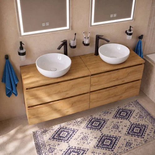 kielle Nefia - Skrinka vrátane dosky pod umývadlo 80x55x46 cm, zlatý dub 50027S811