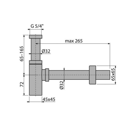 Alca - Sifón umývadlový Design, priemer 32 mm, hranatý, kov A401