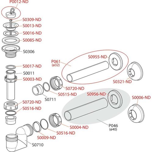Alca - Sifón umývadlový "S" priemer 40 mm, mriežka DN63 z nehrdzavejúcej ocele A412-DN40