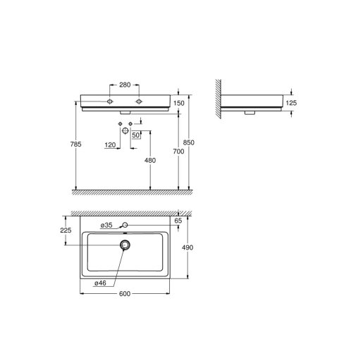 Grohe Cube Ceramic - Umývadlo s prepadom, 60x49 cm, PureGuard, alpská biela 3947300H
