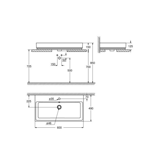 Grohe Cube Ceramic - Umývadlo s prepadom, 60x49 cm, PureGuard, alpská biela 3947700H
