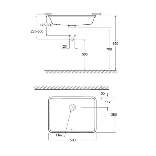 Grohe Cube Ceramic - Umývadlo vstavané, 49x37 cm, s prepadom, PureGuard, alpská biela 3948000H