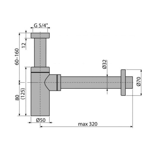 Alca - Sifón umývadlový DN32 DESIGN celokovový, bronz/antic A400ANTIC