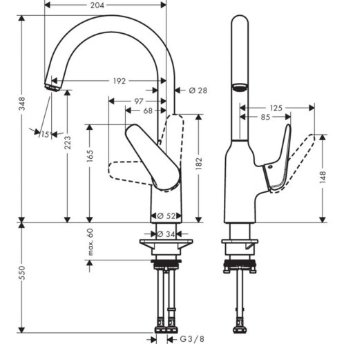 Hansgrohe Focus M42 - Drezová batéria M421-H220, vzhľad nehrdzavejúcej ocele 71802800