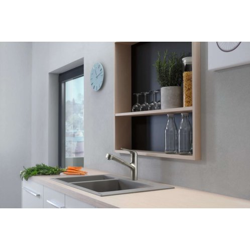 Hansgrohe Focus M42 - Drezová batéria M427-H150 s výsuvnou spŕškou, vzhľad nehrdzavejúcej ocele 71814800