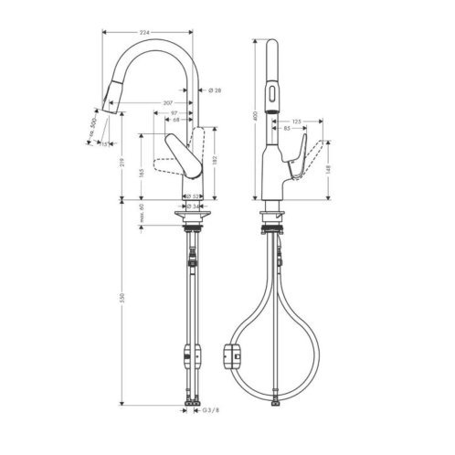 Hansgrohe Focus M42 - Drezová batéria M429-H220 s výsuvnou spŕškou, chróm 71800000