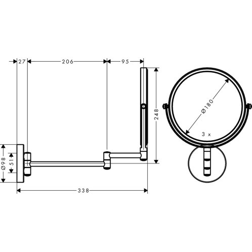 Hansgrohe Logis Universal - Kozmetické zrkadlo, chróm 73561000