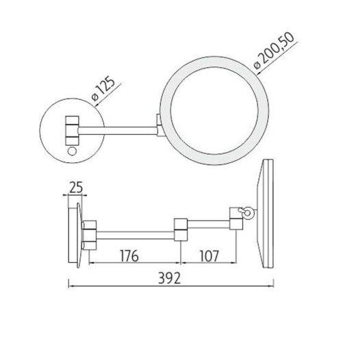 Nimco - Kozmetické zrkadlo nástenné s LED osvetlením, chróm ZK 20265P-26