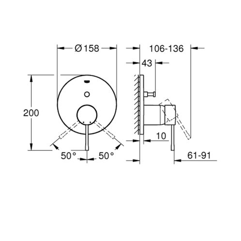 Grohe Essence - Batéria pod omietku pre 2 spotrebiče, kefovaný Hard Graphite 24058AL1