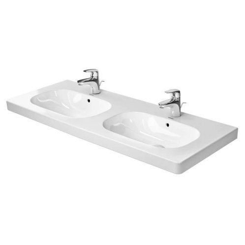 Duravit D-Code - Dvojumývadlo nábytkové, 120x49 cm, s prepadom, s otvorom na batériu, biela 03481200002