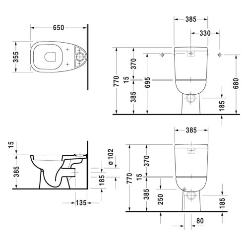 Duravit D-Code - WC kombi misa, zadný odpad, biela 21110900002