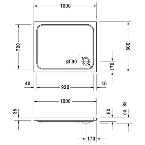 Duravit D-Code - Sprchová vanička 100x80 cm, alpská biela 720106000000000
