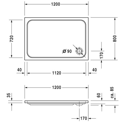 Duravit D-Code - Sprchová vanička 120x80 cm, Antislip, alpská biela 720113000000001