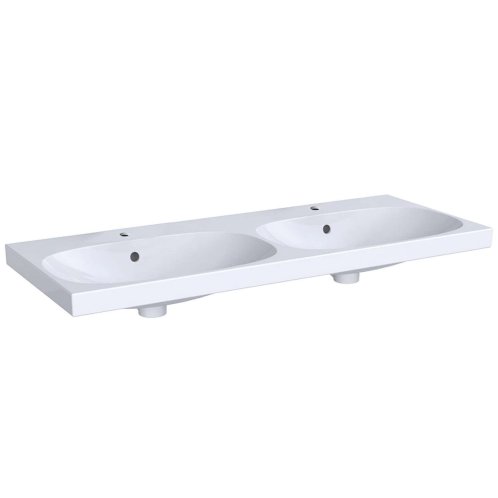Geberit Acanto - Dvojumývadlo 120x48 cm, 2 otvory na batérie, s prepadom, biela 500.627.01.2