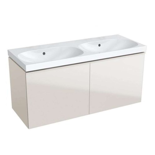 Geberit Acanto - Dvojumývadlo 120x48 cm, 2 otvory na batérie, s prepadom, s KeraTect, biela 500.627.01.8