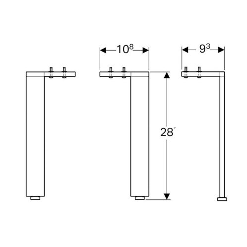 Geberit Acanto - Nohy ku skrinkám 281 mm, hliník/chróm 500.658.00.2