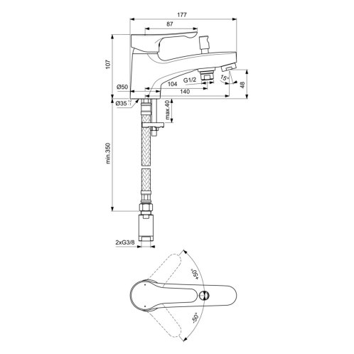 Ideal Standard Alpha - Vaňová stojančeková batéria, chróm BC655AA
