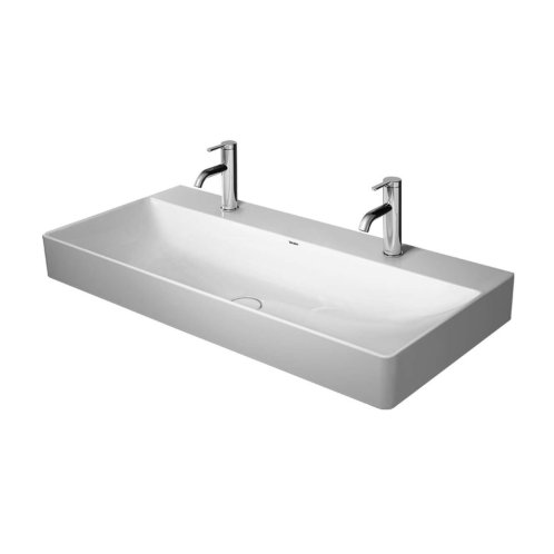 Duravit DuraSquare - Dvojumývadlo nábytkové, 100x47 cm, bez prepadu, 2 otvory na batérie, DuraCeram, biela 2353100072