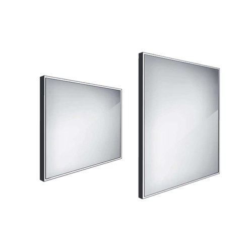 Nimco - Zrkadlo s LED s osvetlením, 80x70 cm, hliník/čierna ZPC 13003-90